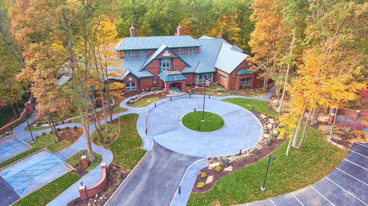 Concrete Contractors Tulsa OK 39624000 Office Architecture With Circle Driveway Surrounded By Fall Trees