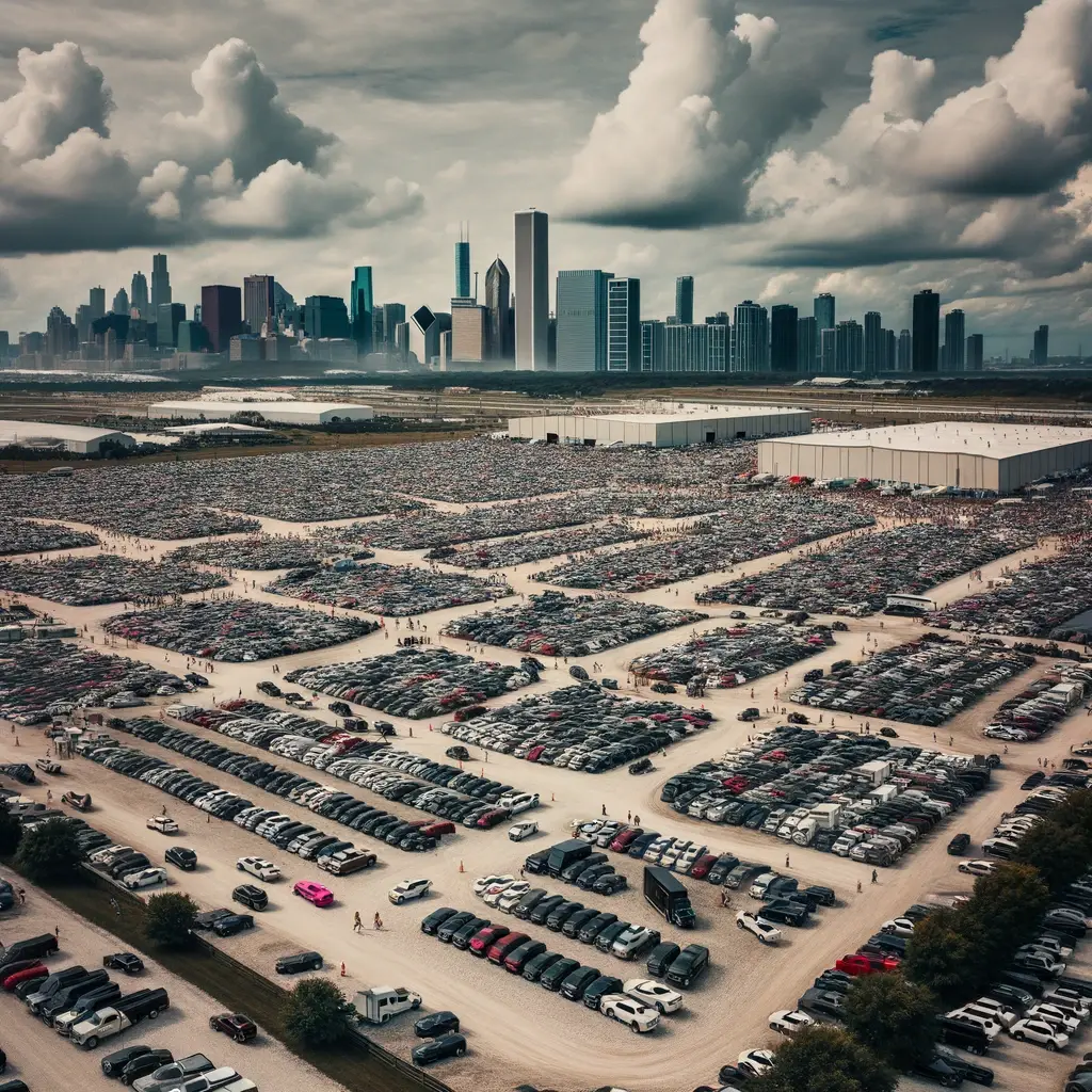 An aerial view of a parking lot in Chicago.