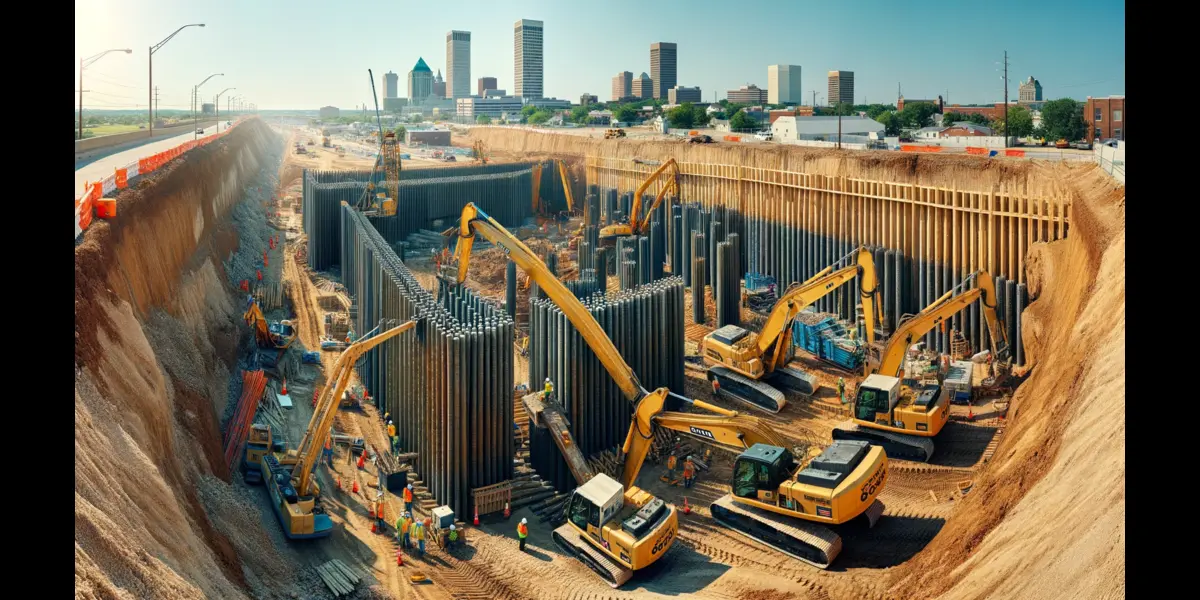 Piled Retaining Wall Construction in Tulsa