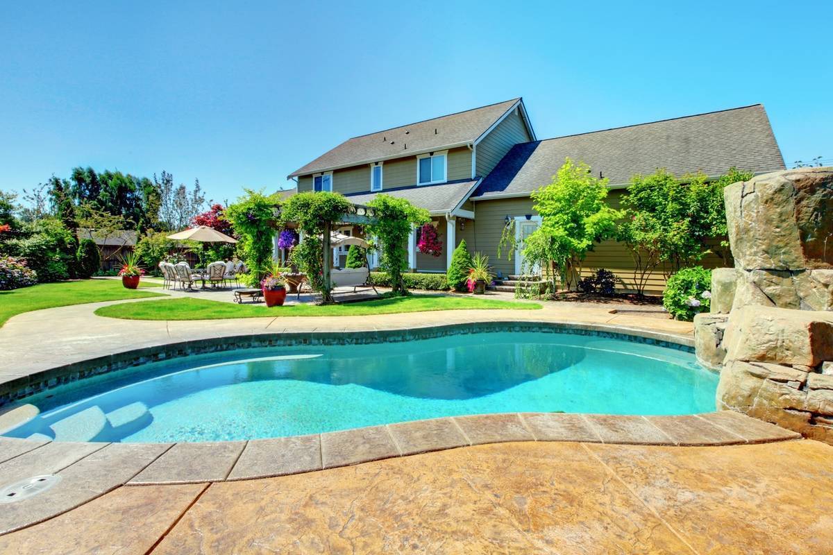 Stamped Decorative Concrete Pool Walkway Patio